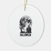 ヴィンテージ ハロウィン 幽霊屋敷 月 Tシャツ デザイン_ セラミックオーナメント (左)
