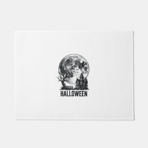 ヴィンテージ ハロウィン 幽霊屋敷 月 Tシャツ デザイン_ ドアマット