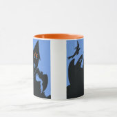 ヴィンテージ ハロウィン、怖い幽霊の家と魔女 マグカップ (中央)