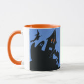 ヴィンテージ ハロウィン、怖い幽霊の家と魔女 マグカップ (左)