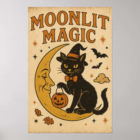 ヴィンテージ ハロウィン 月夜の魔法 ポスター (正面)