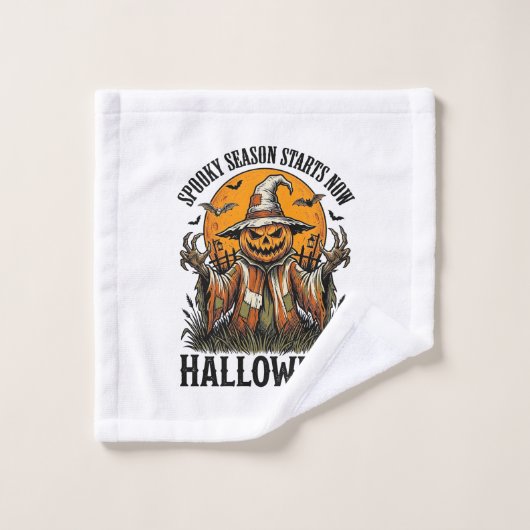 ヴィンテージ ハロウィン 案山子 かぼちゃ 魔女 Tシャツ_1 ウォッシュタオル (ウォッシュタオル)
