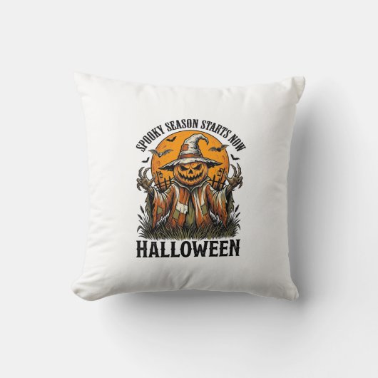ヴィンテージ ハロウィン 案山子 かぼちゃ 魔女 Tシャツ_1 クッション (正面)