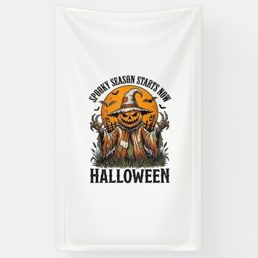 ヴィンテージ ハロウィン 案山子 かぼちゃ 魔女 Tシャツ_1 横断幕 (縦)