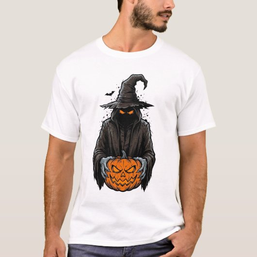 ヴィンテージ ハロウィン 案山子 パンプキン Tシャツ デザイン 1 (正面)