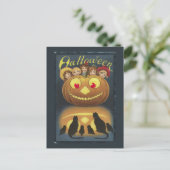 ヴィンテージ ハロウィン 楽しいイラスト ポストカード (スタンド正面)