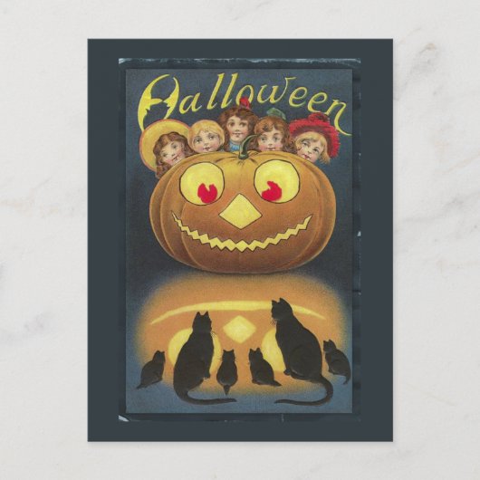 ヴィンテージ ハロウィン 楽しいイラスト ポストカード (正面)