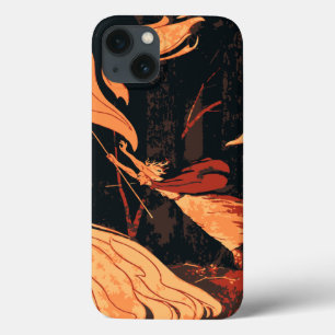 ヴィンテージ ハロウィン、炎の森の邪悪な魔女 iPhone 13ケース