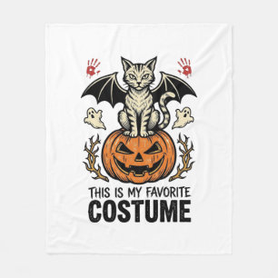 ヴィンテージ ハロウィン 猫 かぼちゃ コスチューム Tシャツ デザイン フリースブランケット