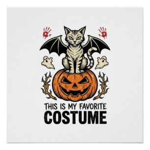 ヴィンテージ ハロウィン 猫 かぼちゃ コスチューム Tシャツ デザイン ポスター
