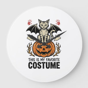 ヴィンテージ ハロウィン 猫 かぼちゃ コスチューム Tシャツ デザイン ラージ壁時計