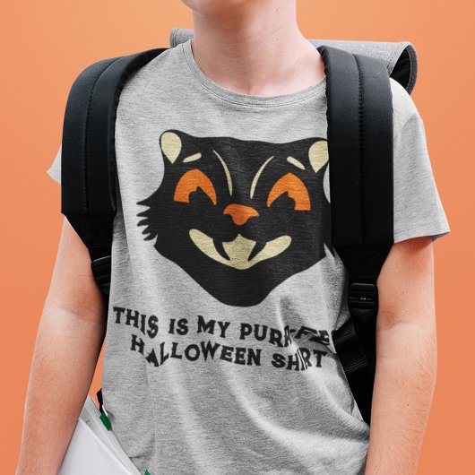 ヴィンテージ ハロウィン 猫 カスタムスローガン Tシャツ