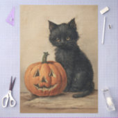 ヴィンテージ ハロウィン 猫 デコパージュ 薄葉紙 (クラフト)