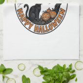 ヴィンテージ ハロウィン 猫 月夜の幽霊 バッジ 1 キッチンタオル (折り畳み)