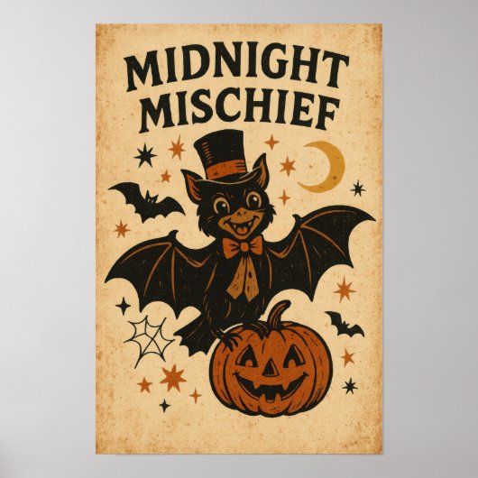 ヴィンテージ ハロウィン 真夜中のいたずら ポスター (正面)