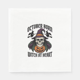 ヴィンテージ・ハロウィン・誕生日デザイン 10月ウィッチTシャツ スタンダードランチョンナプキン