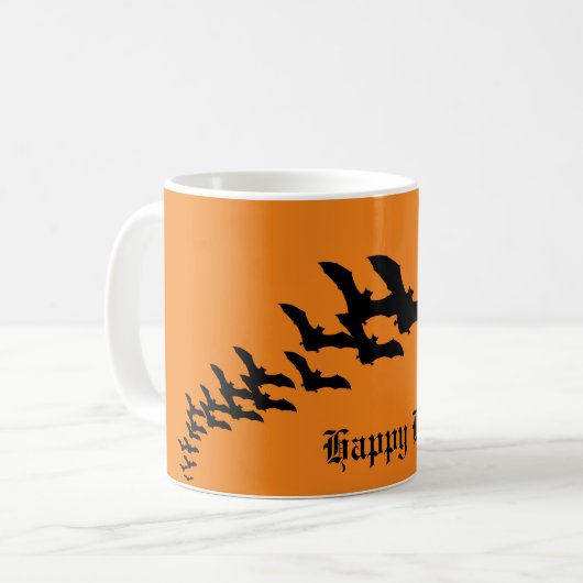 ヴィンテージ ハロウィン 飛び回るコウモリの大群 コーヒーマグカップ (正面左)