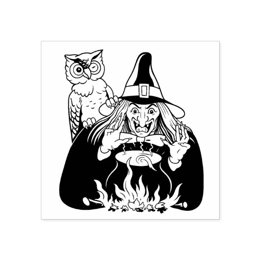 ヴィンテージ・ハロウィン・魔女とフクロウ ラバースタンプ (インプリント)