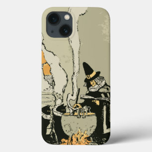 ヴィンテージ ハロウィン、魔女と大釜と猫たち iPhone 13ケース
