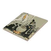 ヴィンテージ ハロウィン、魔女と大釜と猫 タイル (側面)