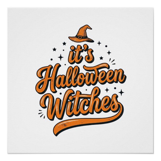 ヴィンテージ・ハロウィン・魔女のタイポグラフィーTシャツデザイン_ ポスター (正面)