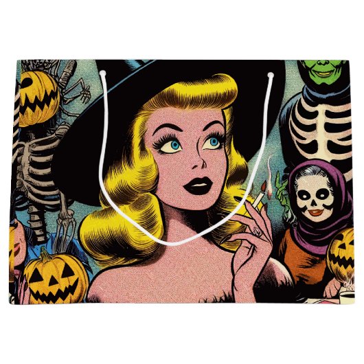 ヴィンテージ・ハロウィン・魔女・コミック ラージペーパーバッグ (正面)