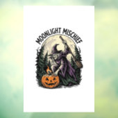 ヴィンテージ ハロウィン 魔女 月夜のいたずら グラフィック ウィンドウサイン (シート3)