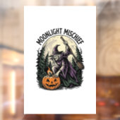 ヴィンテージ ハロウィン 魔女 月夜のいたずら グラフィック ウィンドウサイン (シート2)