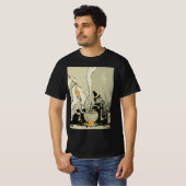 ヴィンテージ・ハロウィン、魔法使いと大鍋と猫 Tシャツ (正面フル)
