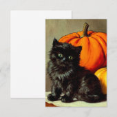ヴィンテージ ハロウィン 黒猫とカボチャ セーブザデート (正面/裏面)