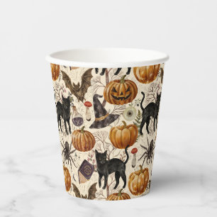 ヴィンテージ ハロウィン 黒猫とカボチャ 紙コップ