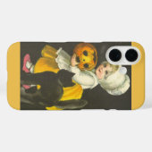 ヴィンテージ・ハロウィン 黒猫と女の子とカボチャ Case-Mate iPhoneケース (裏面 (横))