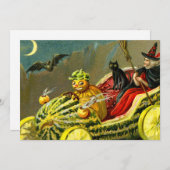 ヴィンテージ ハロウィン 黒猫と魔女 シーズンカード (正面/裏面)