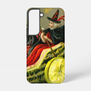 ヴィンテージ ハロウィン 黒猫と魔女 SAMSUNG GALAXY S22ケース