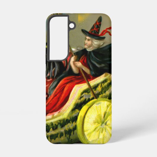 ヴィンテージ ハロウィン 黒猫と魔女 SAMSUNG GALAXYケース (裏面)