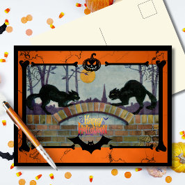 ヴィンテージ ハロウィン 黒猫 シーズンポストカード