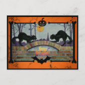 ヴィンテージ ハロウィン 黒猫 シーズンポストカード (正面)