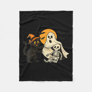 ヴィンテージ ハロウィン 黒猫 レビール 女性用 フリースブランケット