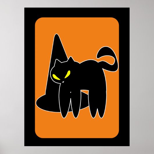 ヴィンテージ ハロウィン 黒猫 魔女 ポスター (正面)
