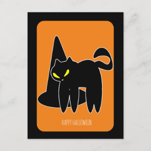 ヴィンテージ ハロウィン 黒猫 魔女 ポストカード