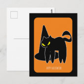 ヴィンテージ ハロウィン 黒猫 魔女 ポストカード (正面/裏面)