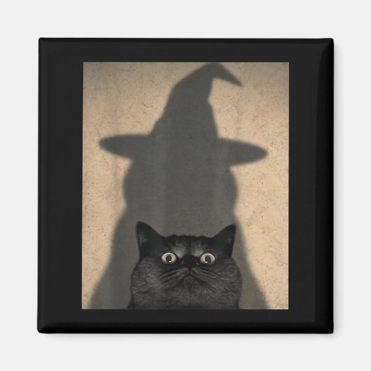 ヴィンテージ ハロウィン 黒猫 魔法使い メメ マグネット (正面)