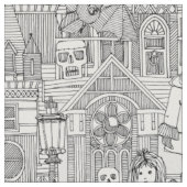 ヴィンテージ ハロウィン 黒 白 ファブリック (クローズアップ)
