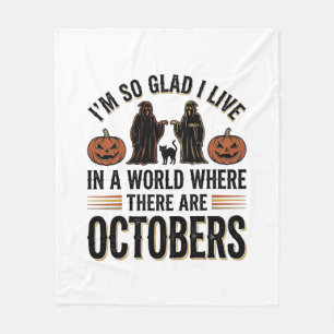 ヴィンテージ ハロウィン 10月 引用 パンプキン 猫 デザイン フリースブランケット