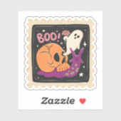 ヴィンテージ・ハロウィン "Boo!" ドクロと幽霊スタンプ シール (シート)