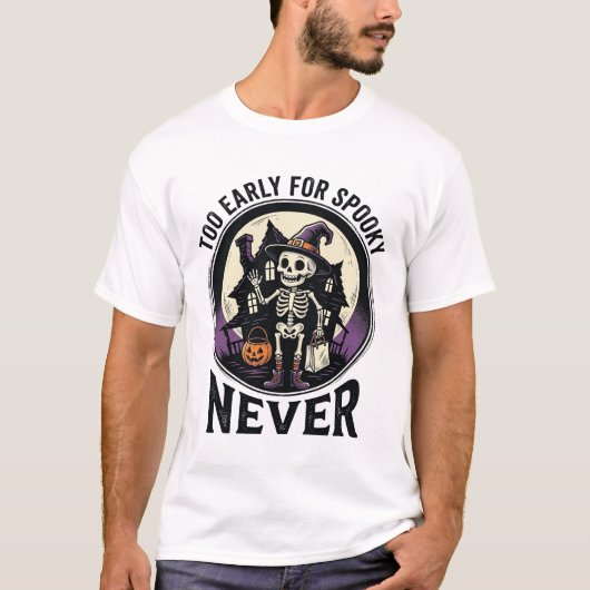 ヴィンテージ ハロウィン Tシャツ スケルトン 月 幽霊屋敷 (正面)