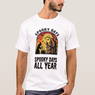 ヴィンテージ ハロウィン Tシャツ 魔女の家 コウモリ 月 デザイン