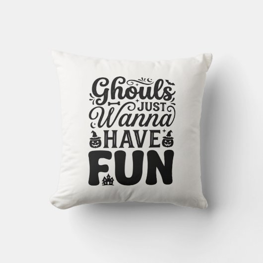 ヴィンテージ・ハロウィンSVG_1 ゴールズは楽しみたい クッション (正面)