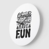 ヴィンテージ・ハロウィンSVG_1 ゴールズは楽しみたい ラージ壁時計 (傾斜)