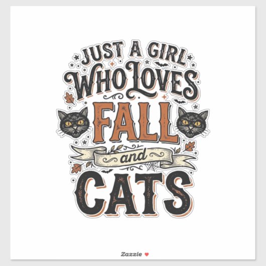 ヴィンテージ・ハロウィンTシャツデザイン_猫好きな人の秋_1 シール (シート)